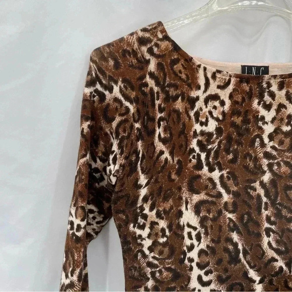 INC International Concepts Women’s Leopard Top Small Petite Brown Black 3/4 Slv - Picture 3 of 11